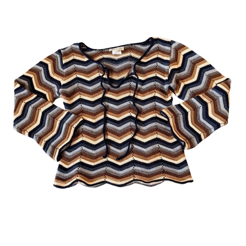 Vintage Pure Chevron Knit Sweater Small 7/8 Made USA
